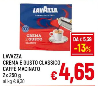A&O LAVAZZA CREMA E GUSTO CLASSICO CAFFÈ MACINATO 2x 250g offerta