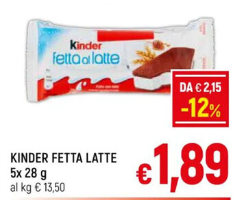 A&O KINDER FETTA LATTE 5x 28 g offerta