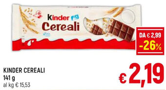 A&O KINDER CEREALI 141 g offerta