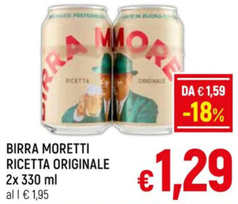 A&O BIRRA MORETTI RICETTA ORIGINALE 2x 330 ml offerta