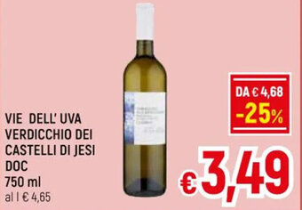 A&O VIE DELL' UVA VERDICCHIO DEI CASTELLI DI JESI DOC 750 ml offerta