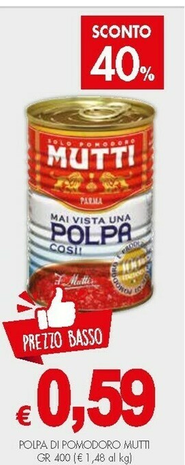 Crai Mutti Mutti - Polpa di Pomodoro 400 g(ml) offerta