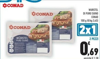 Conad Conad - Mini Wurstel Di Puro Suino 100 G(ml) offerta