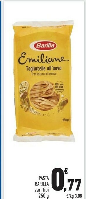 Conad Barilla Emiliane Tagliatelle Larghe All'Uovo 250 G(ml) offerta
