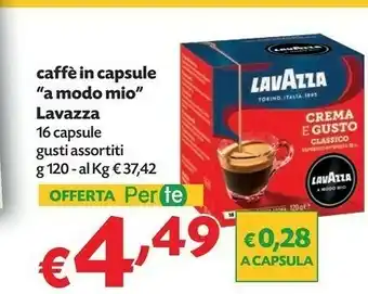 Pam Lavazza A Modo Mio Capsule Caffè Tostatura Media 16 Pezzo(i) offerta