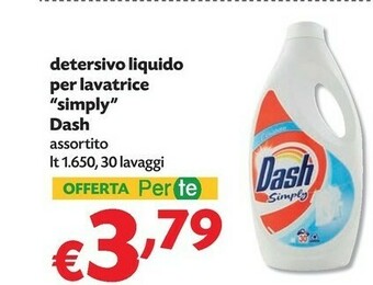 Pam Dash Detersivo Liquido Per Lavatrice Simply offerta