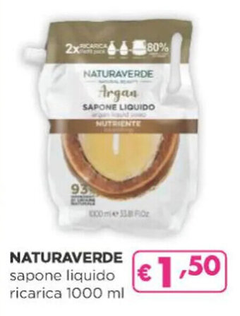 Acqua & Sapone NATURAVERDE sapone liquido ricarica 1000 ml offerta