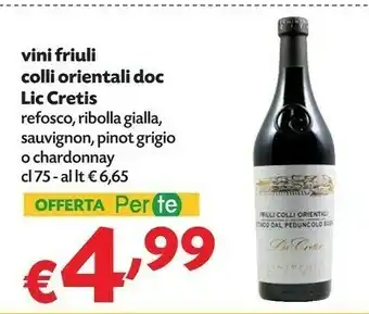 Pam Lic Cretis Ribolla Gialla Doc offerta