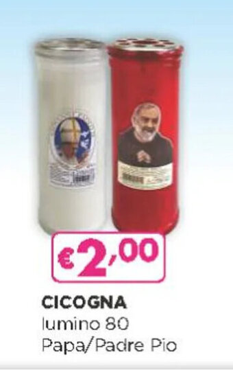 CICOGNA lumino 80 Papa/Padre Pio