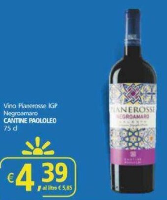 Alter Discount Vino Pianerosse IGP Negroamaro CANTINE PAOLOLEO 75 cl offerta