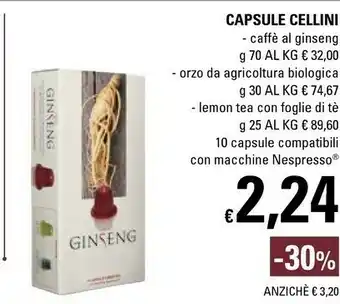 Basko Cellini Capsule Caffe Al Ginseng offerta
