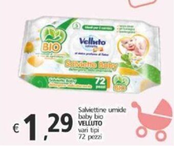 Salviettine umide baby bio VELLUTO vari tipi 72 pezzi