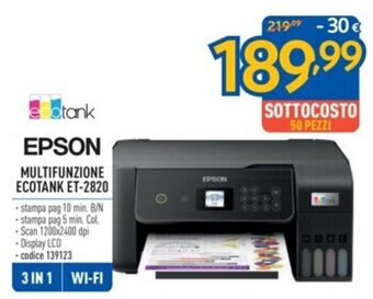 EPSON MULTIFUNZIONE ECOTANK ET-2820