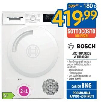 BOSCH ASCIUGATRICE WTH83058II