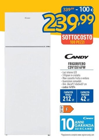 FreeShop CANDY FRIGORIFERO CDV1S514FW offerta