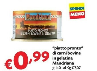 Mandriana Piatto Pronto Di Carni Bovine In Gelatina 140 G(ml)