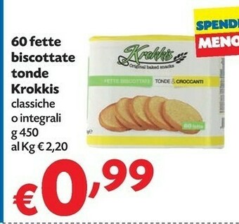 Pam Krokkis 60 Fette Biscottate Tonde Classiche offerta