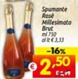 Centro Commerciale Discount Spumante Rose Millesimato Brut ml 750 offerta