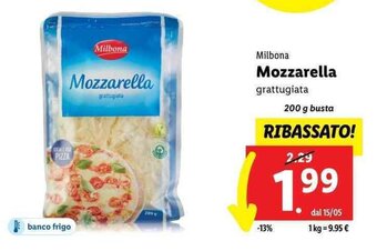 Lidl Milbona Mozzarella grattugiata 200 g offerta