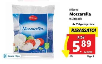 Lidl Milbona Mozzarella multipack 4 x 250 g offerta