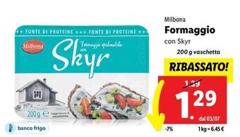 Lidl Milbona Formaggio con Skyr 200 g offerta