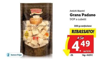 Lidl Antichi Maestri Grana Padano DOP a cubetti 300 g offerta