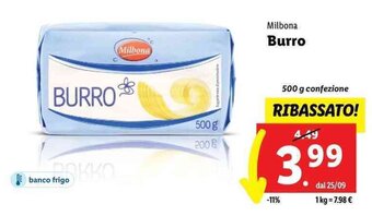 Lidl Milbona Burro 500 g offerta