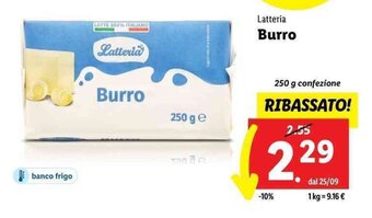 Lidl Latteria Burro 250 g offerta
