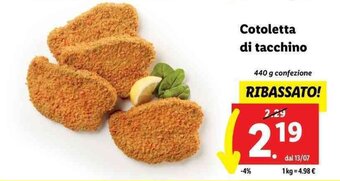 Lidl Cotoletta di tacchino 440 g offerta