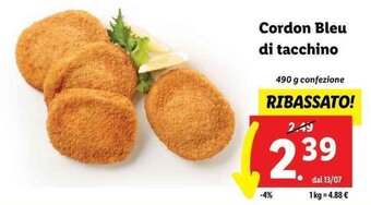 Lidl Cordon Bleu di tacchino 490 g offerta
