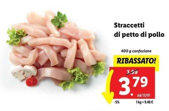 Lidl Straccetti di petto di pollo 400 g offerta
