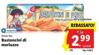 Lidl Ocean Sea Bastoncini di merluzzo 450 g offerta