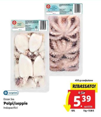 Lidl Ocean Sea Polpi/seppie indopacifici 450 g offerta