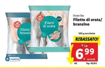 Lidl Ocean Sea Filetto di orata/ branzino 380 g offerta