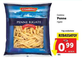 Lidl Combino Penne rigate 1 kg offerta