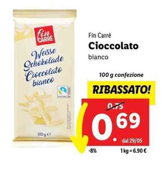 Lidl Fin Carré Cioccolato bianco 100 g offerta