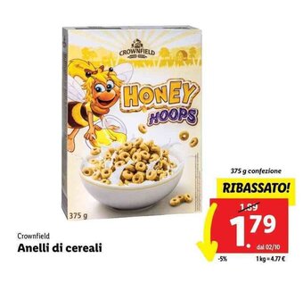 Lidl Crownfield Anelli di cereali 375 g offerta