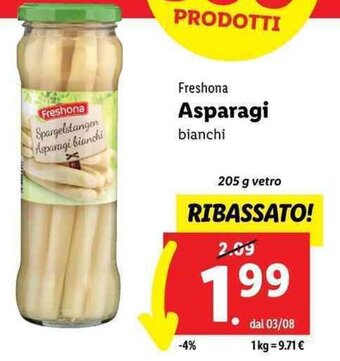 Lidl Freshona Asparagi bianchi 205 g offerta