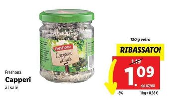Lidl Freshona Capperi al sale 130 g offerta