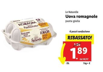 Lidl Le Naturelle Uova romagnole pasta gialla 6 pezzi offerta