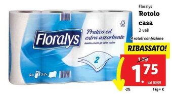 Lidl Floralys Rotolo casa 2 veli 4 rotoli offerta