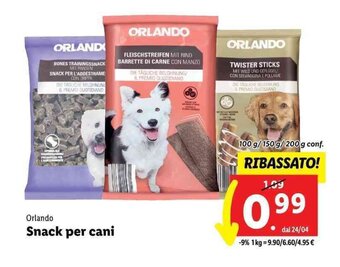 Lidl Orlando Snack per cani 100 g/150g/200g offerta