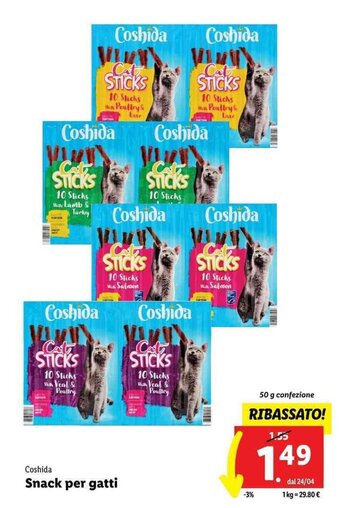 Lidl Coshida Snack per gatti 50 g offerta