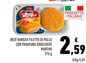 Conad BEST BURGER FILETTO DI POLLO CON PANATURA CROCCANTE MARTINI 270 g offerta