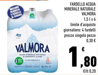 Conad FARDELLO ACQUA MINERALE NATURALE VALMORA 1,5 l x 6 offerta