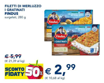 Esselunga FILETTI DI MERLUZZO I GRATINATI FINDUS 280 g offerta