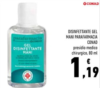 Conad DISINFETTANTE GEL MANI PARAFARMACIA CONAD 80 ml offerta