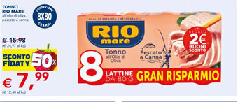 Esselunga TONNO RIO MARE all'olio di oliva, pescato a canna offerta