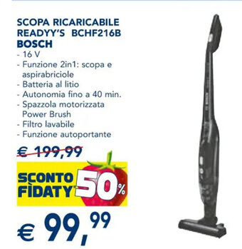 Esselunga SCOPA RICARICABILE READYY'S BCHF216B BOSCH offerta