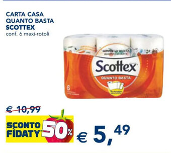 Esselunga CARTA CASA QUANTO BASTA SCOTTEX conf. 6 maxi-rotoli offerta